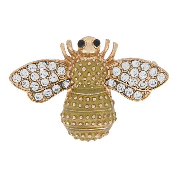 Generic Jewelry - Gold Colored Bumblebee Brooch Pin with Pave Crystal Accents